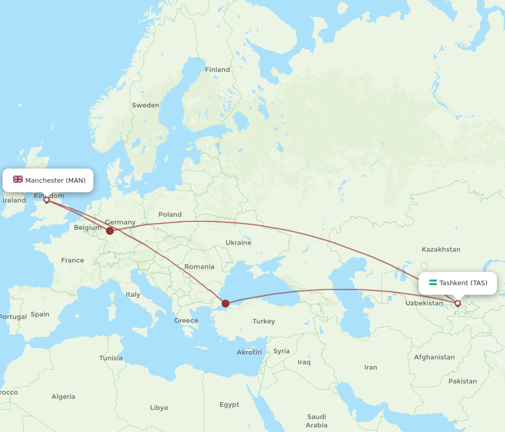 MAN-TAS flight routes