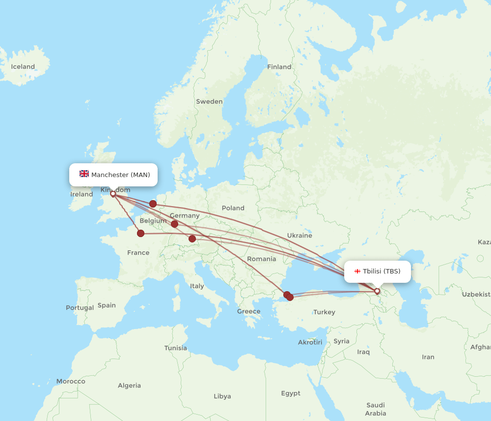 MAN-TBS flight routes