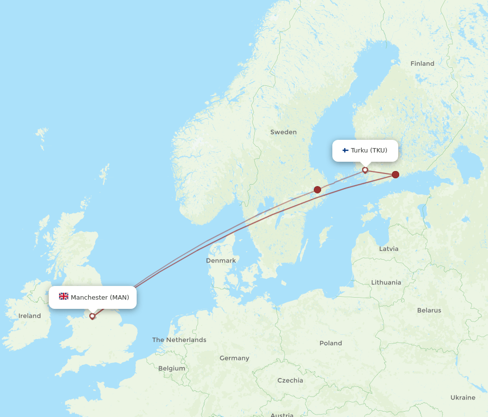 MAN-TKU flight routes