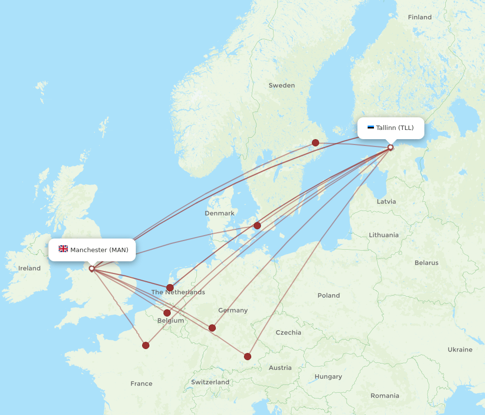 MAN-TLL flight routes