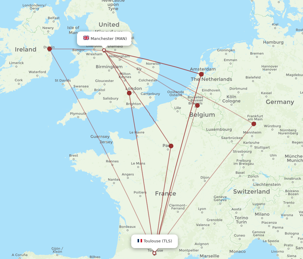 MAN to TLS flights and routes map