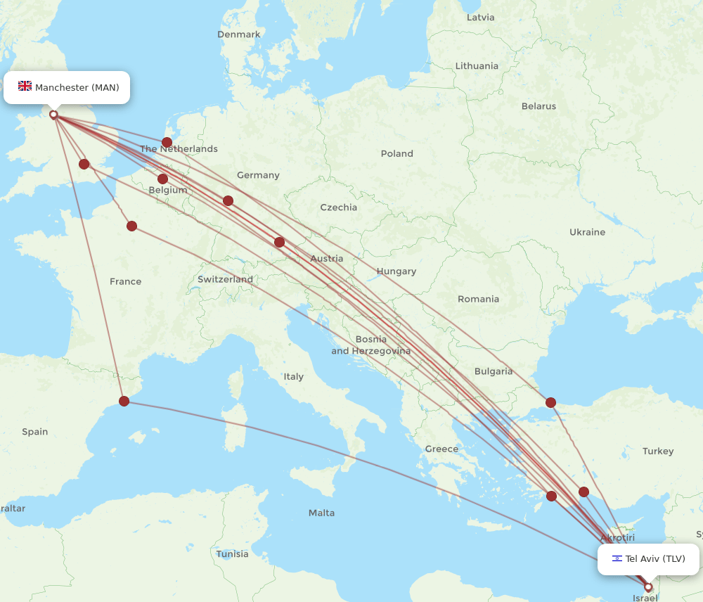 MAN-TLV flight routes