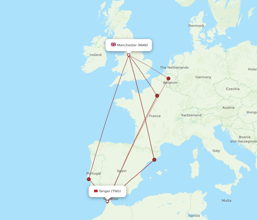 MAN-TNG flight routes