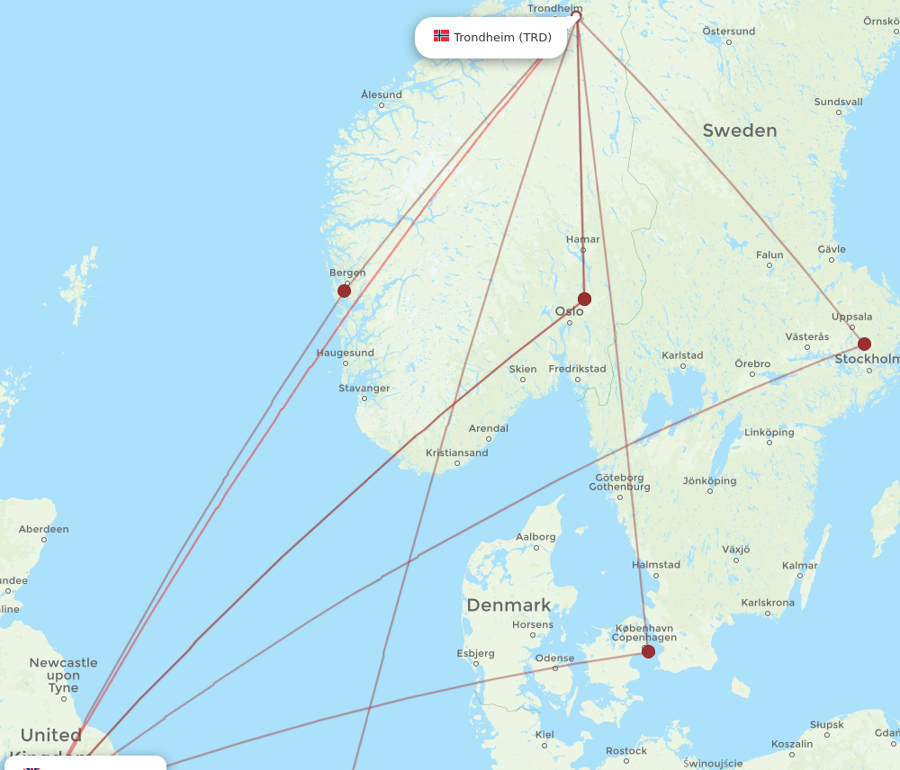 MAN-TRD flight routes