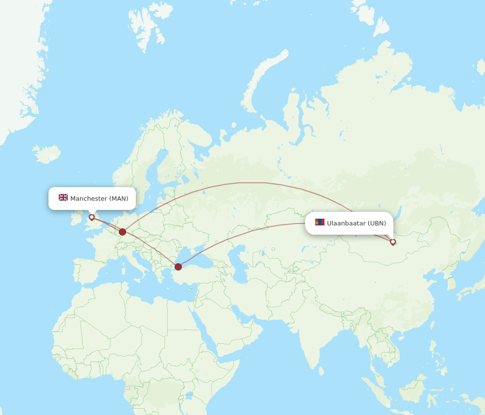 MAN-UBN flight routes