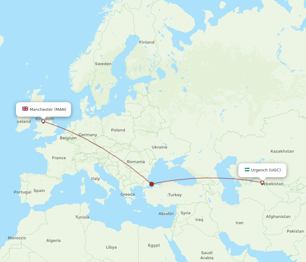 MAN-UGC flight routes