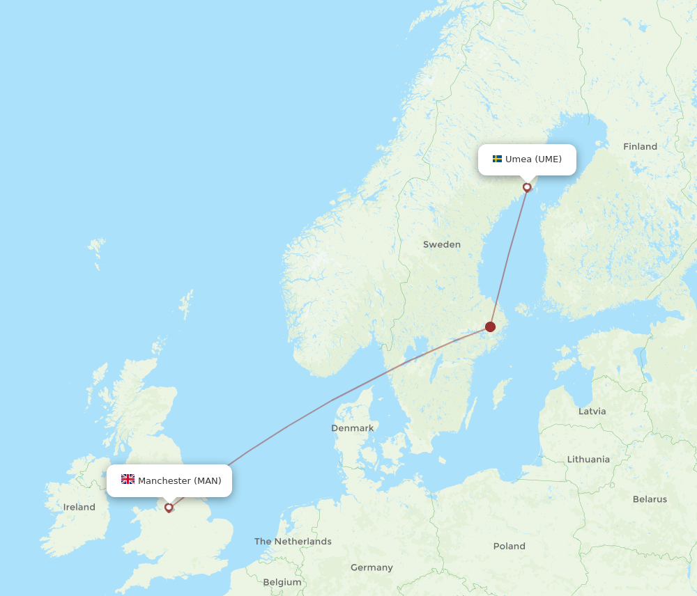 MAN-UME flight routes
