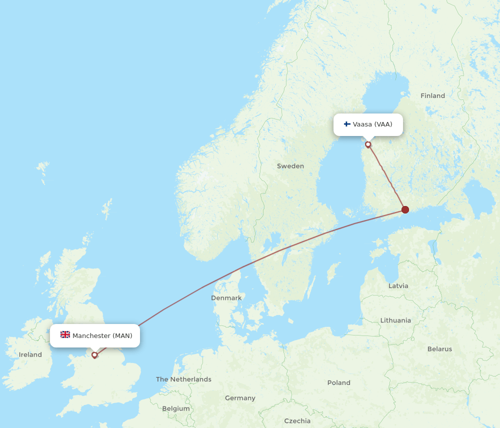 MAN-VAA flight routes