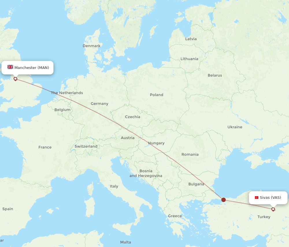 MAN-VAS flight routes
