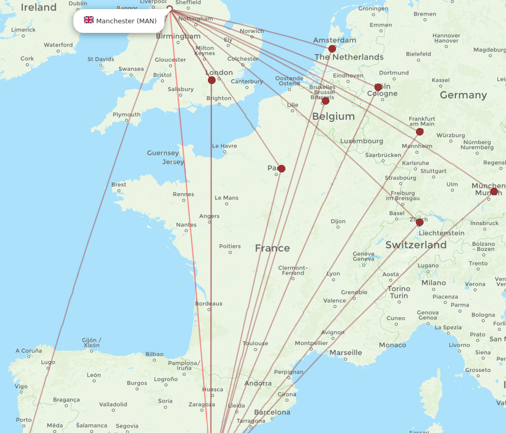 MAN to VLC flights and routes map