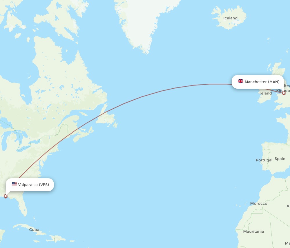 MAN-VPS flight routes
