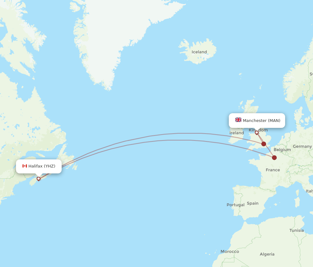 MAN-YHZ flight routes
