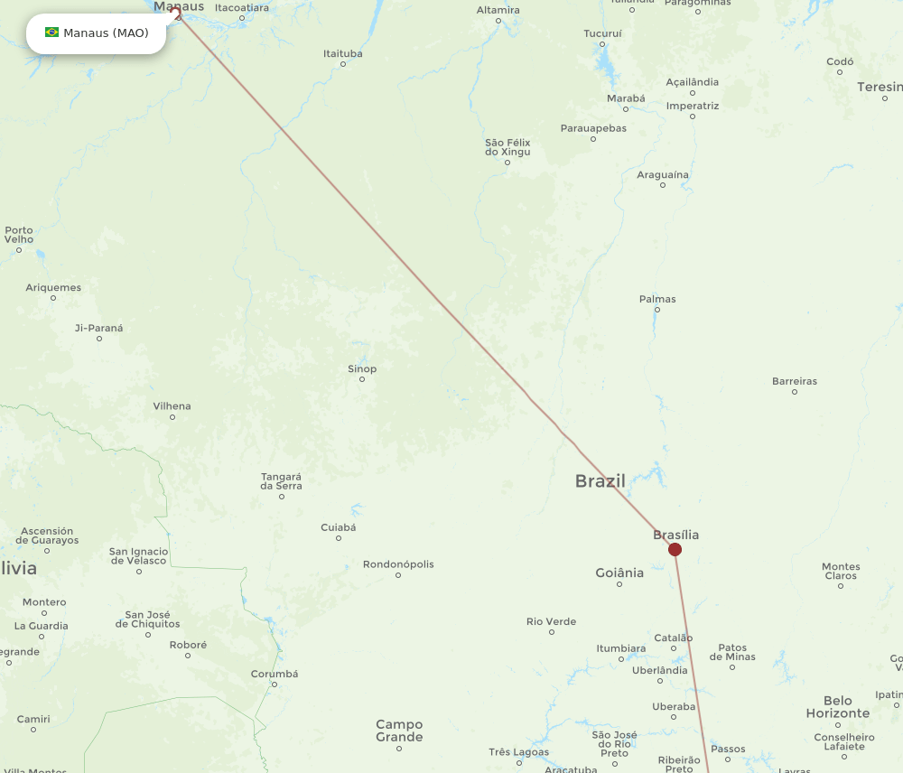 MAO to CGH flights and routes map
