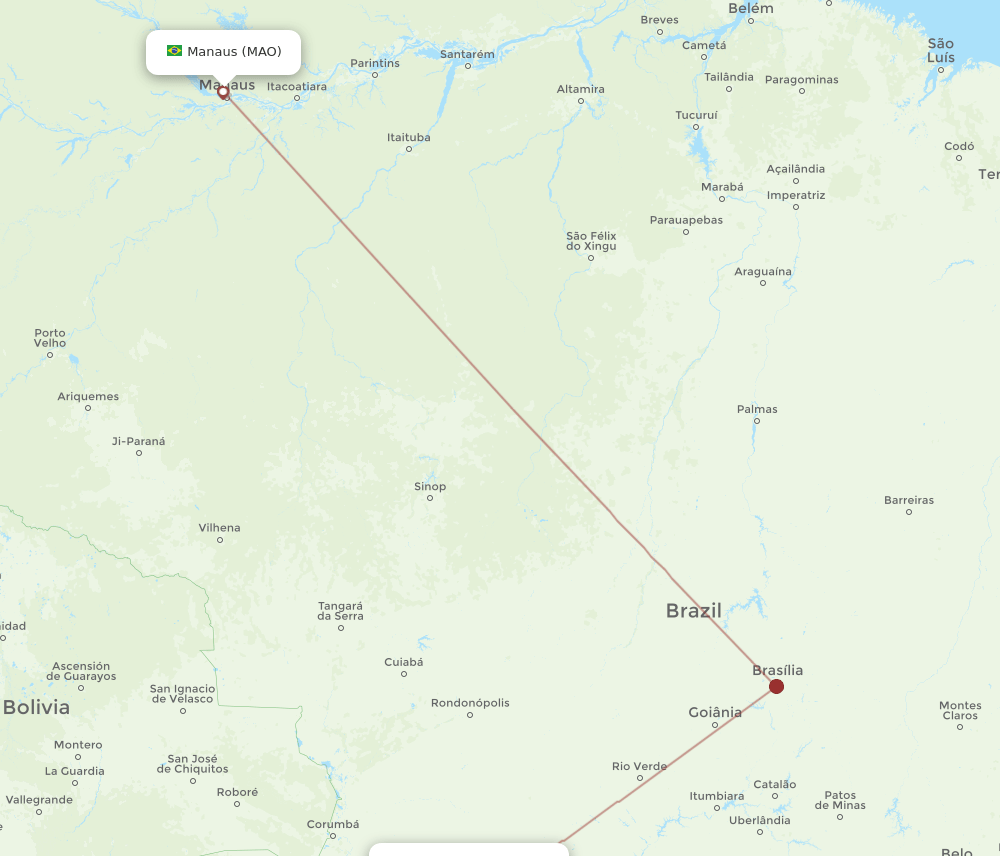 MAO to CGR flights and routes map