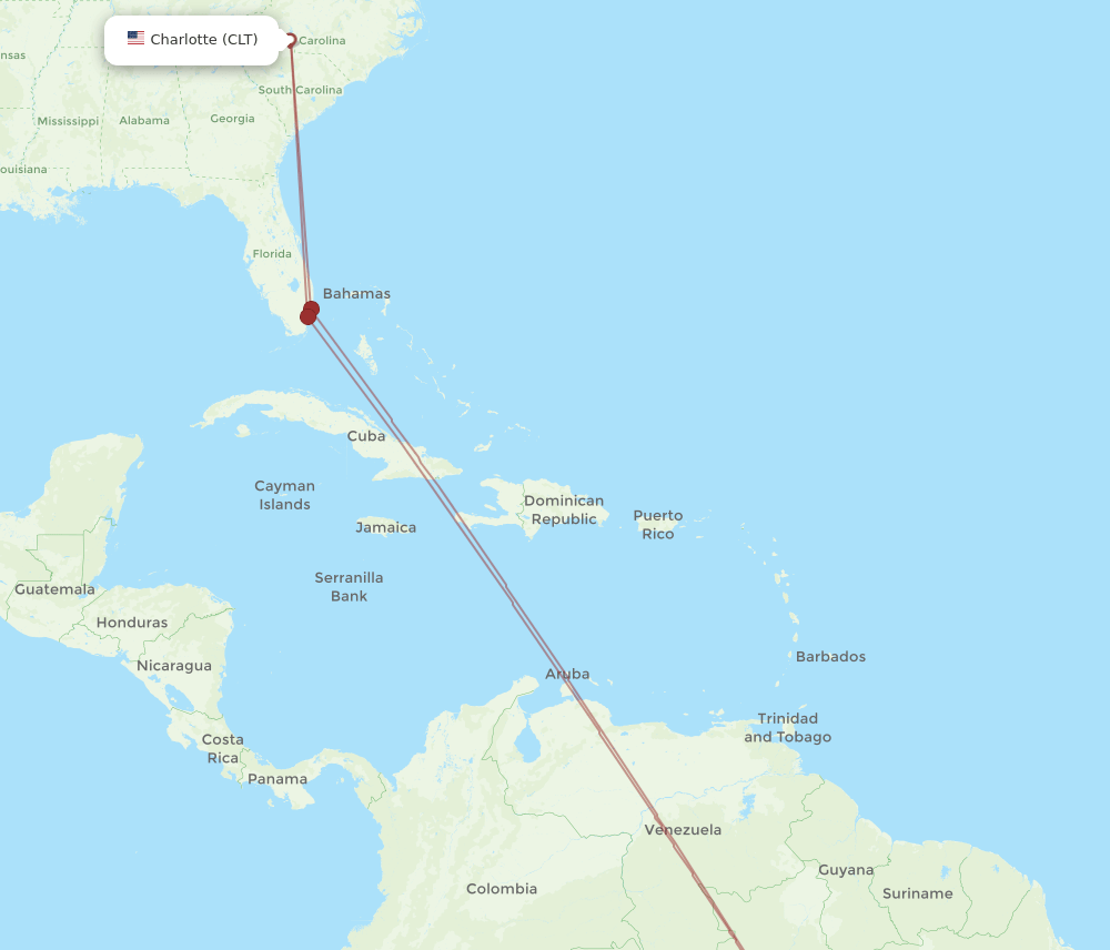 MAO to CLT flights and routes map
