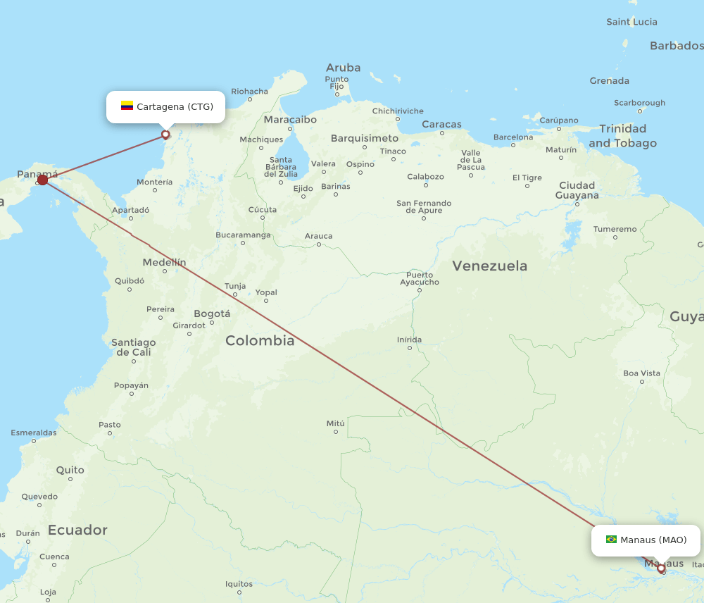 MAO-CTG flight routes