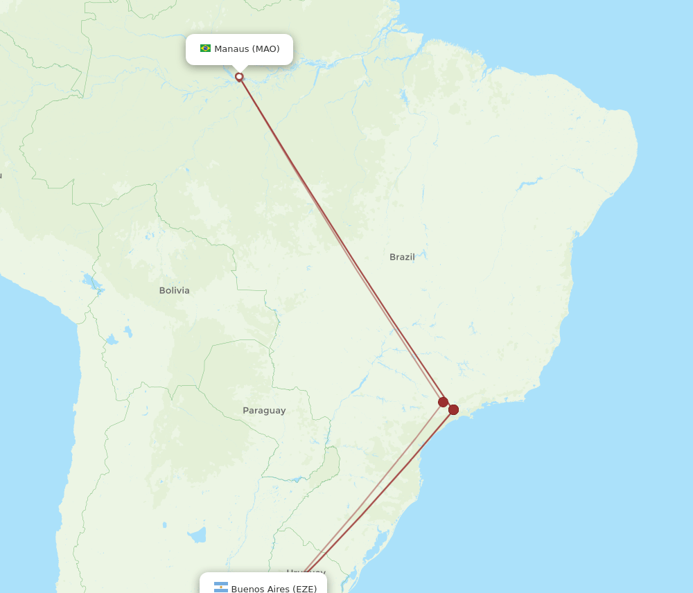MAO-EZE flight routes