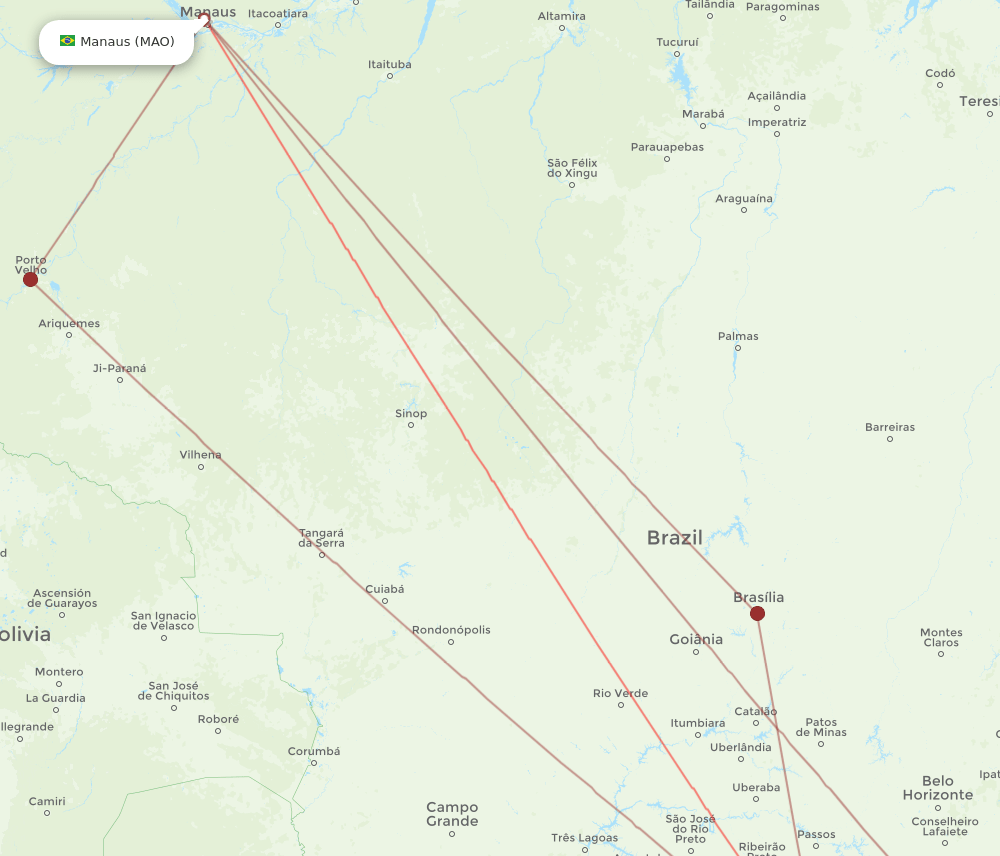 MAO-GRU flight routes