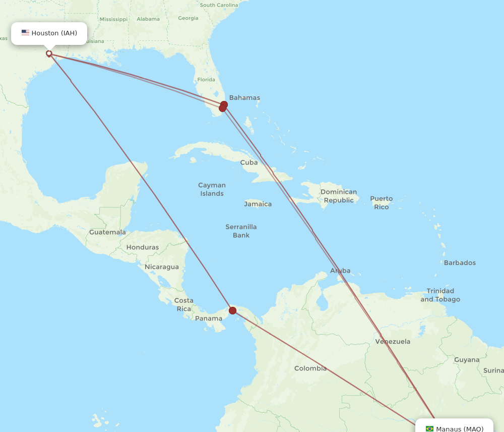 MAO-IAH flight routes