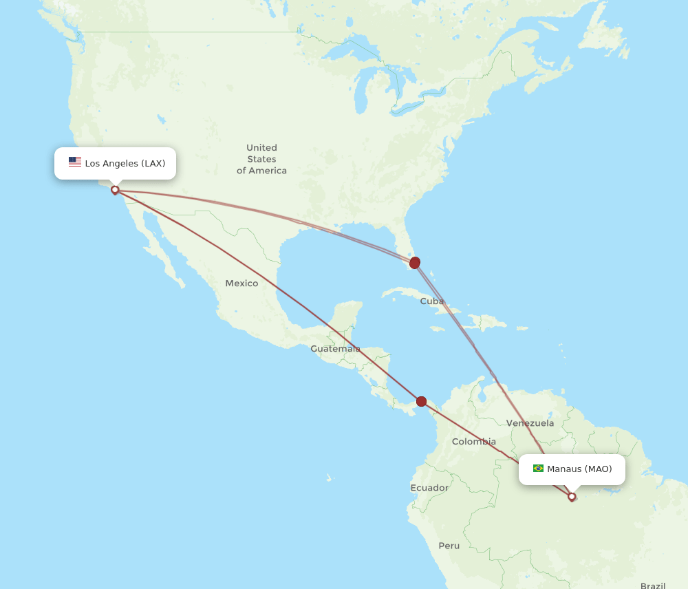 MAO-LAX flight routes