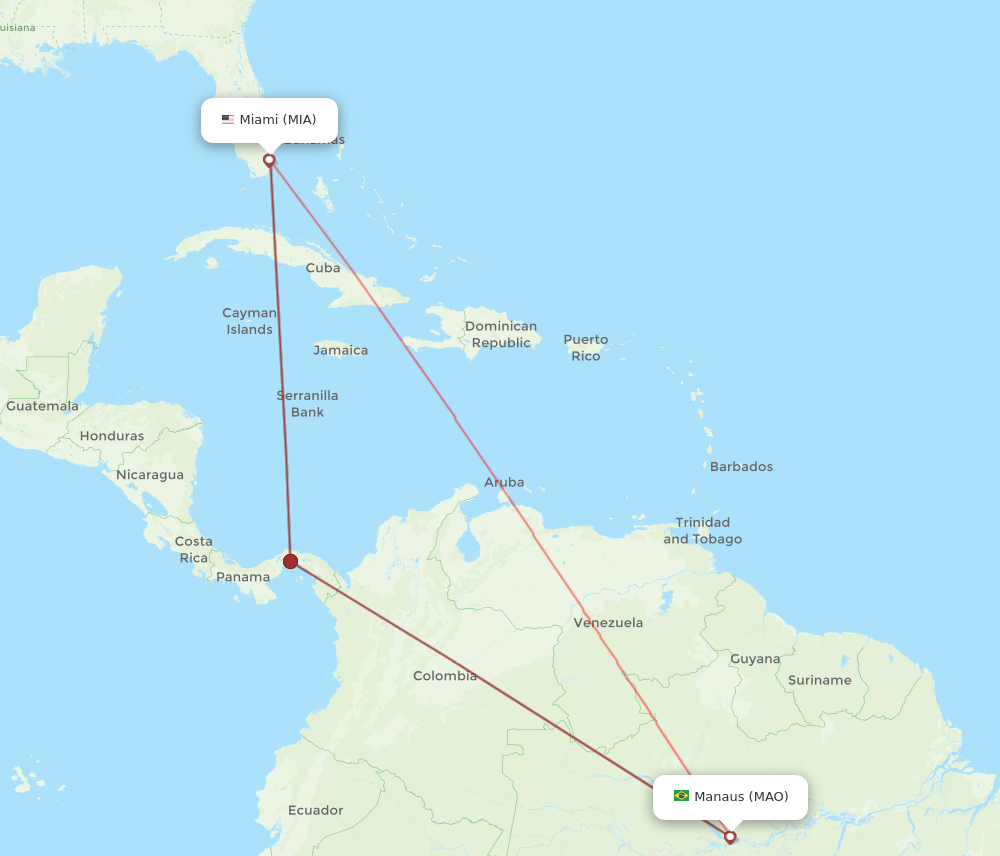 MAO-MIA flight routes