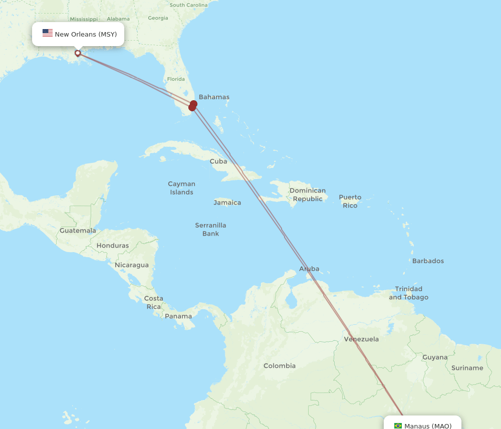 MAO-MSY flight routes