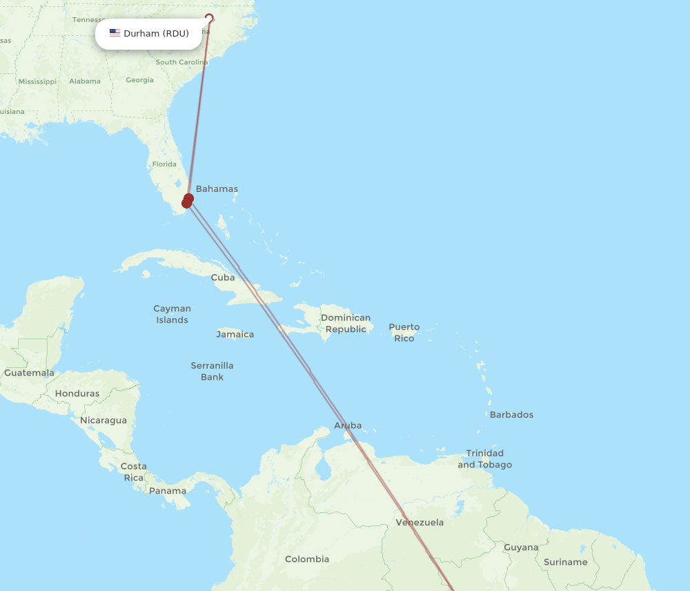 MAO-RDU flight routes