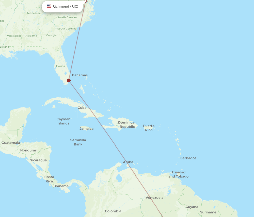 MAO to RIC flights and routes map