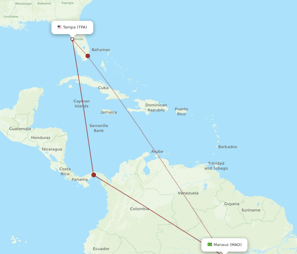 MAO-TPA flight routes