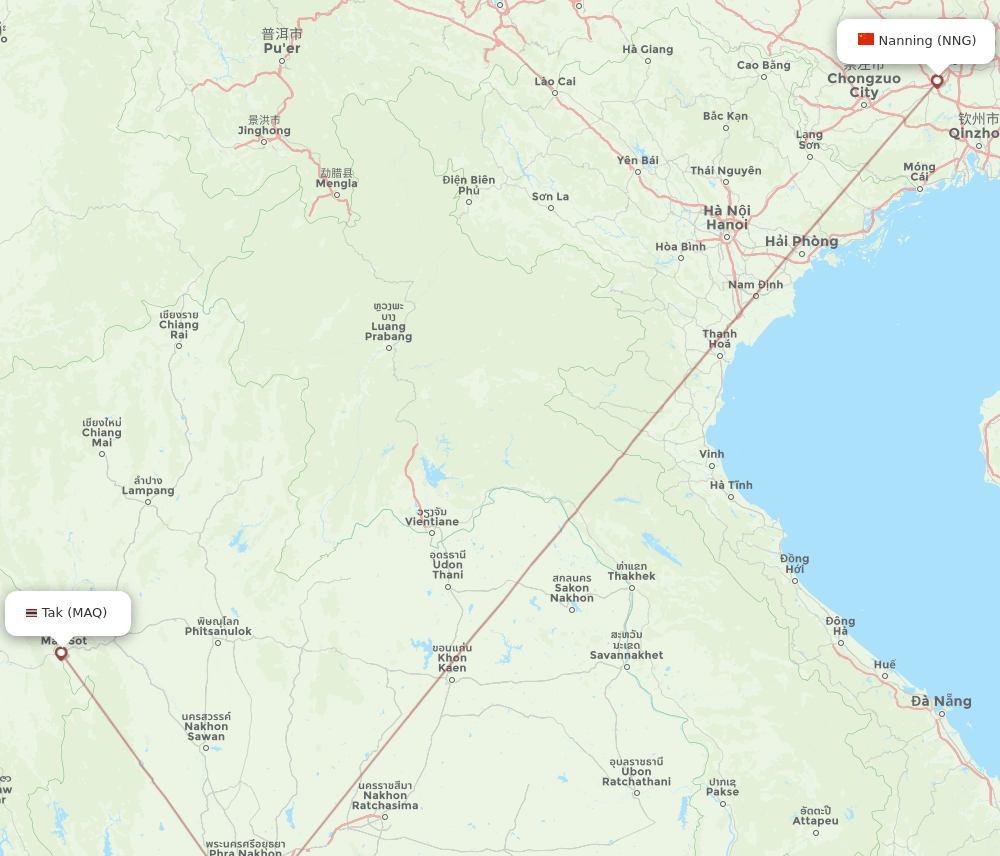 NNG to MAQ flights and routes map