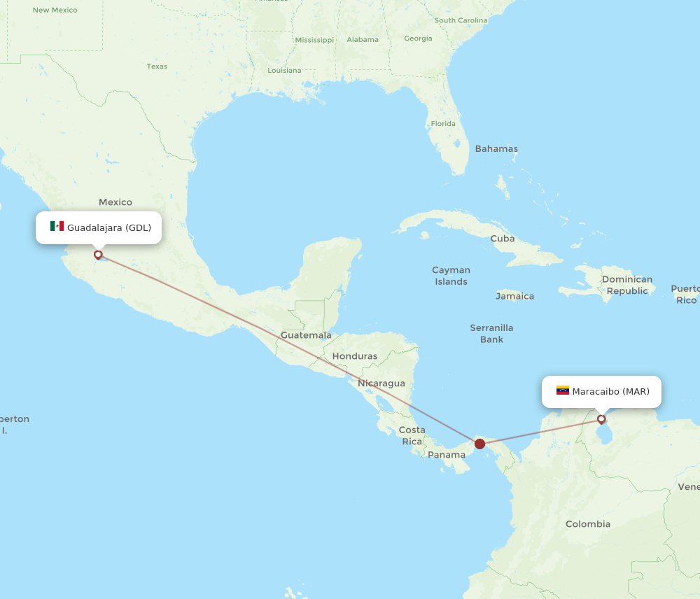 MAR-GDL flight routes
