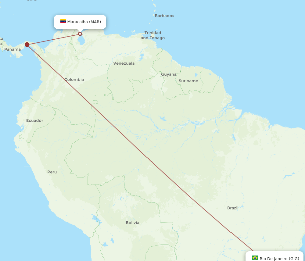 GIG to MAR flights and routes map