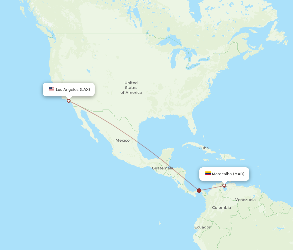 MAR-LAX flight routes
