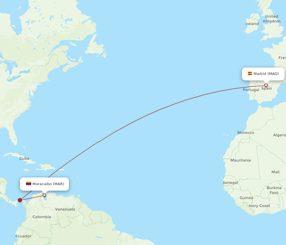 MAR-MAD flight routes