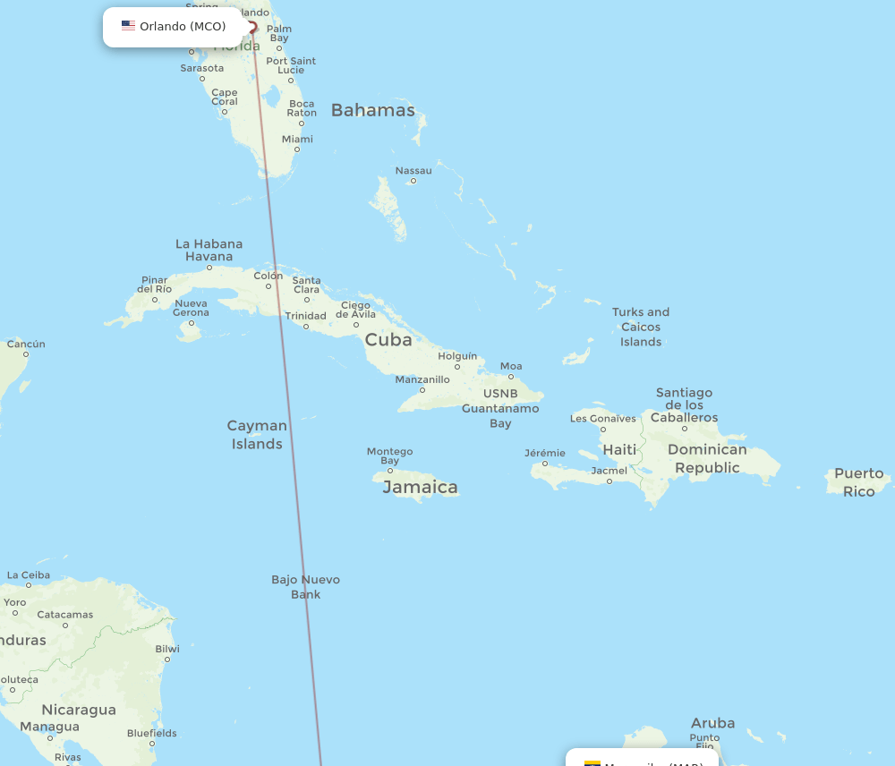 MAR-MCO flight routes