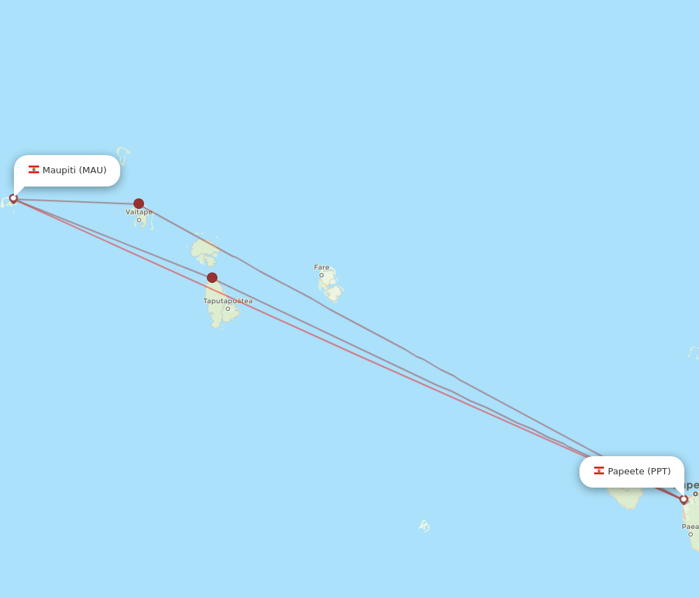 MAU to PPT flights and routes map