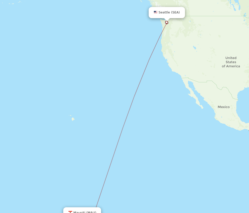 Seattle - Maupiti route map and flight paths