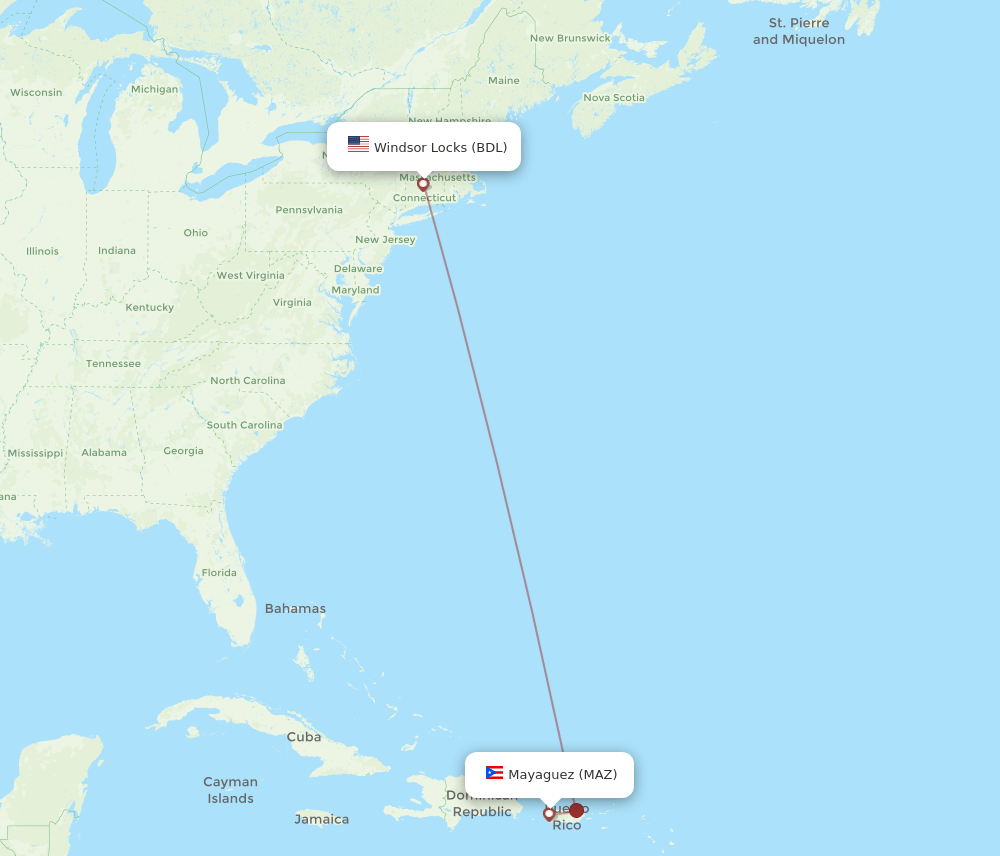 MAZ-BDL flight routes