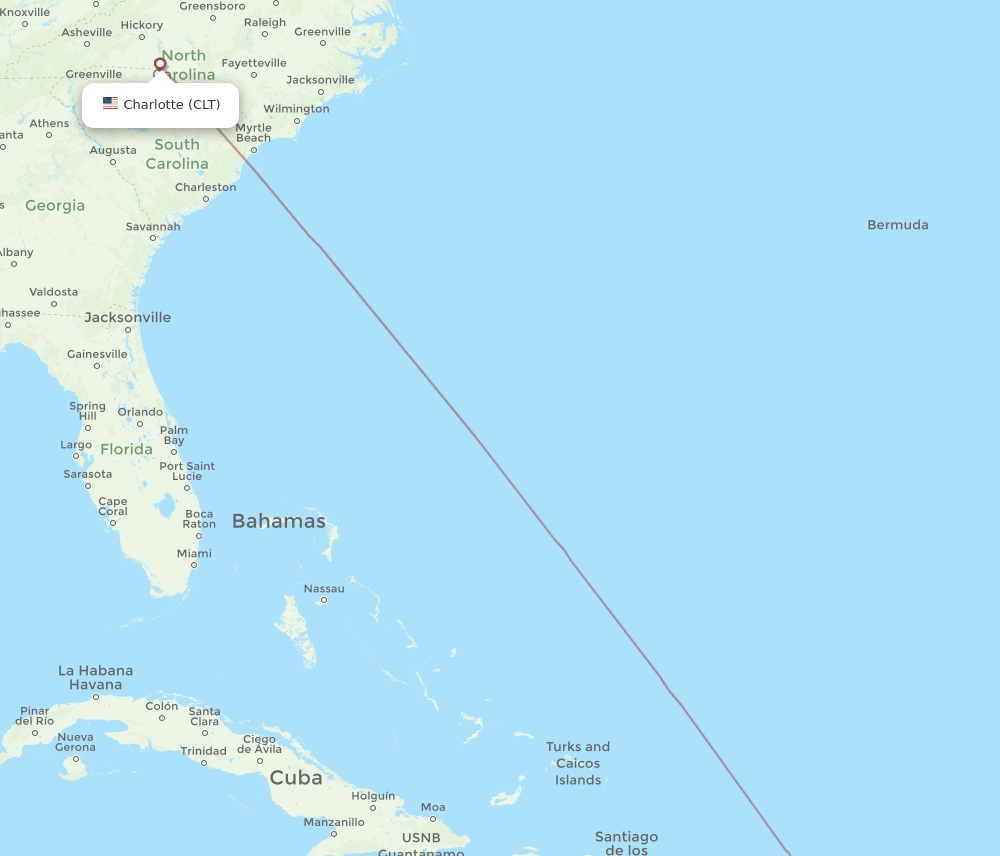 MAZ to CLT flights and routes map