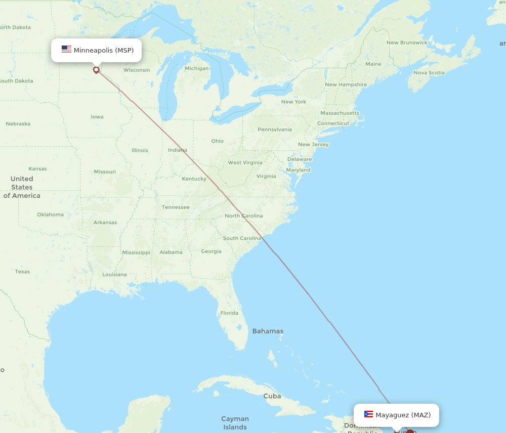 MAZ-MSP flight routes