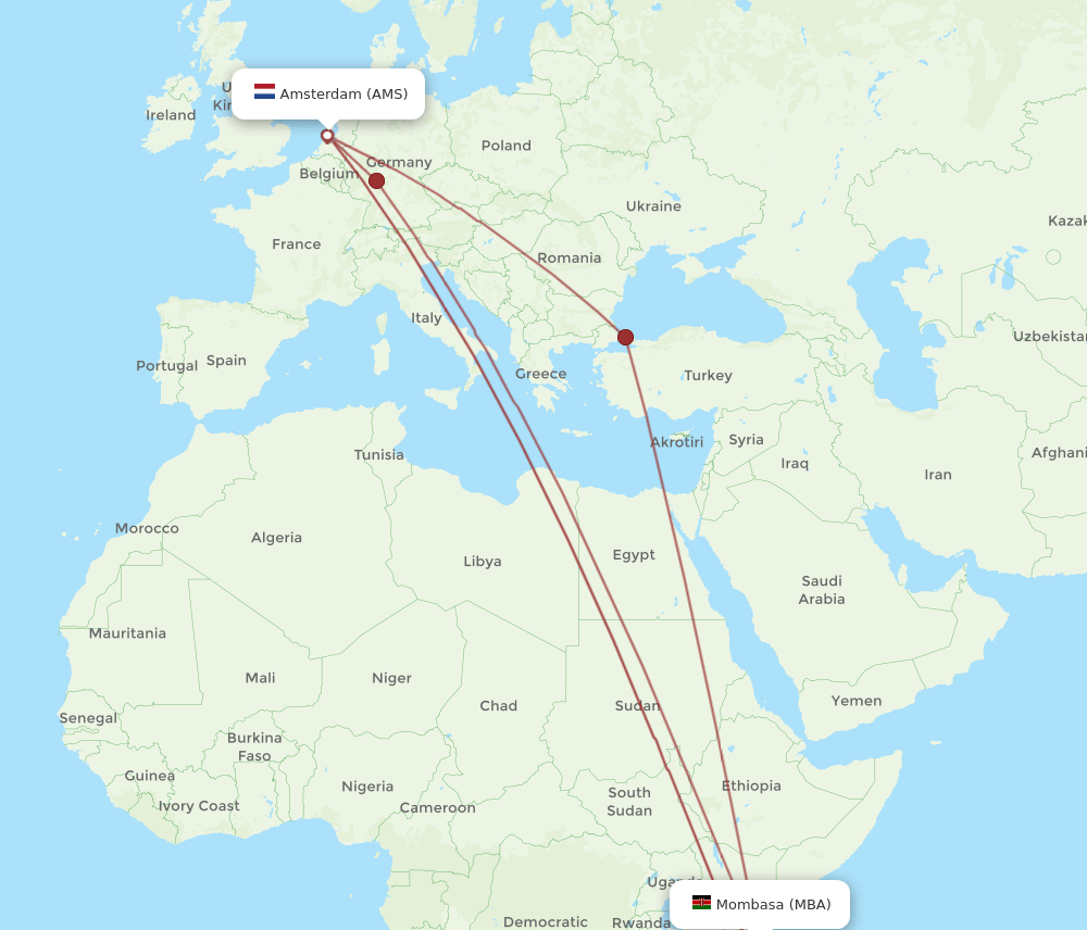 MBA-AMS flight routes