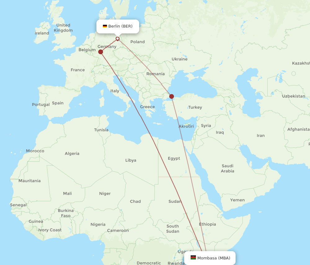 MBA-BER flight routes