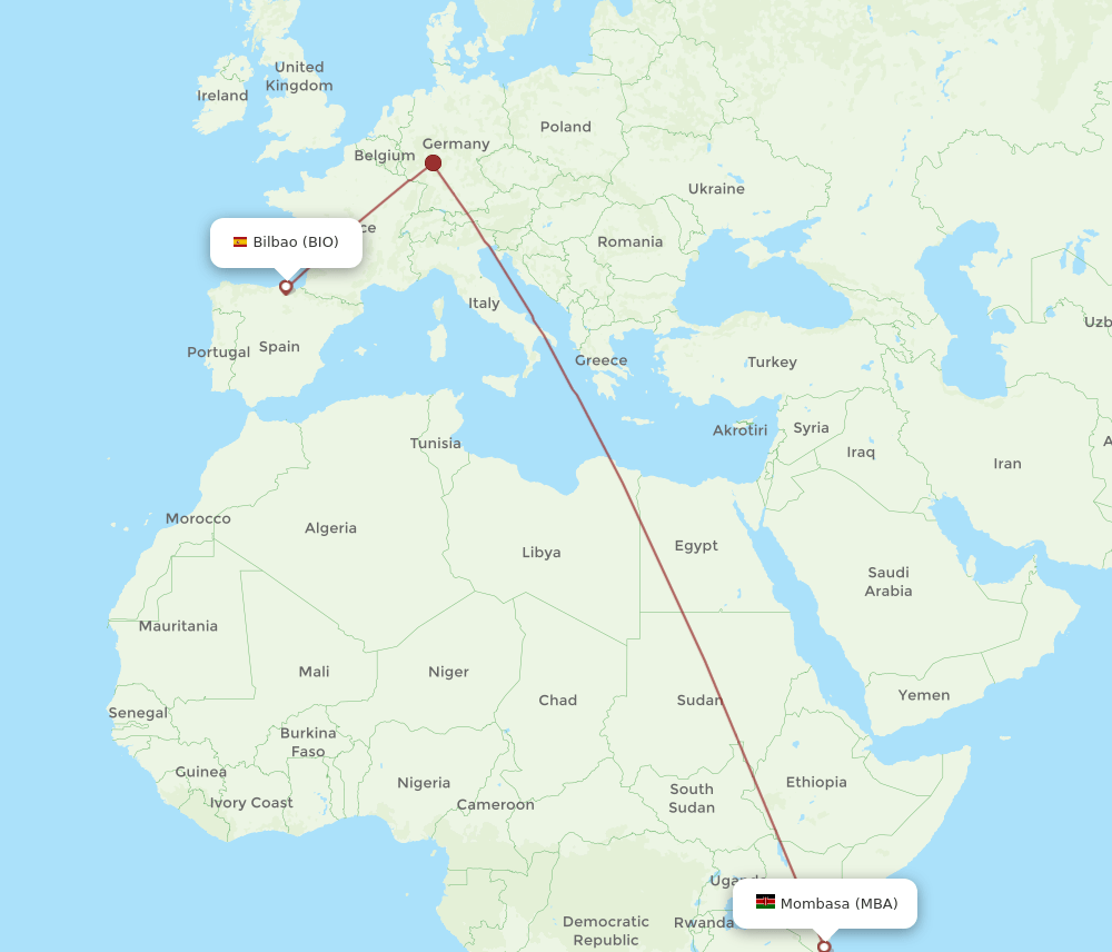 MBA to BIO flights and routes map
