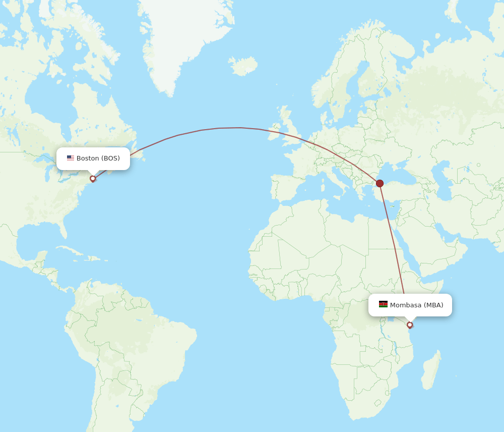 MBA-BOS flight routes