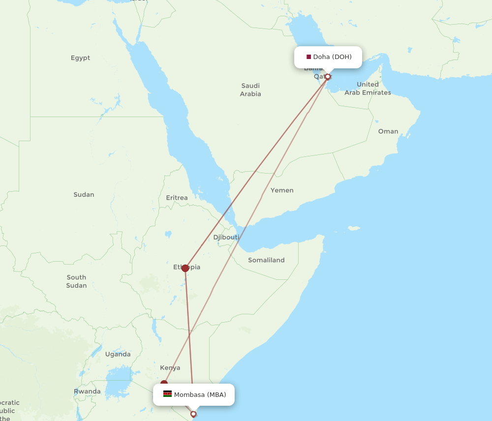 MBA-DOH flight routes