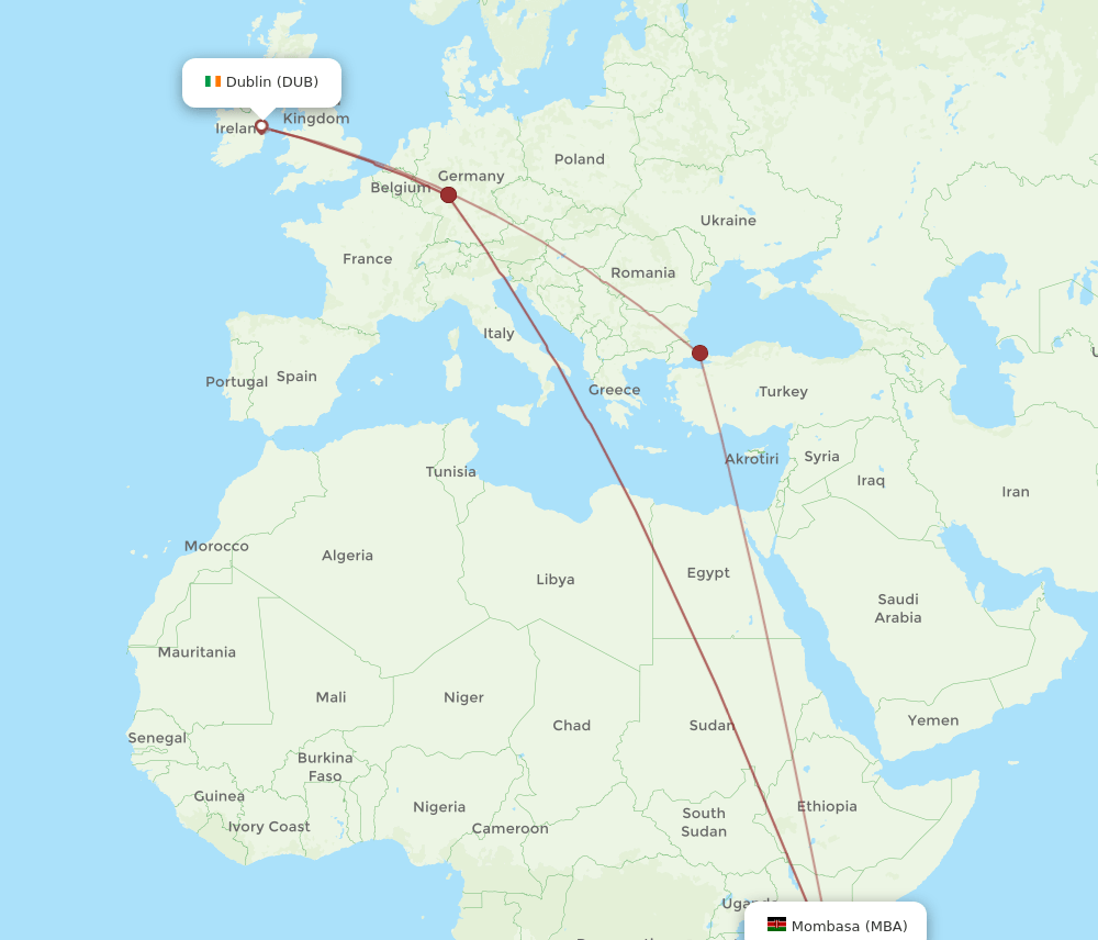 MBA-DUB flight routes