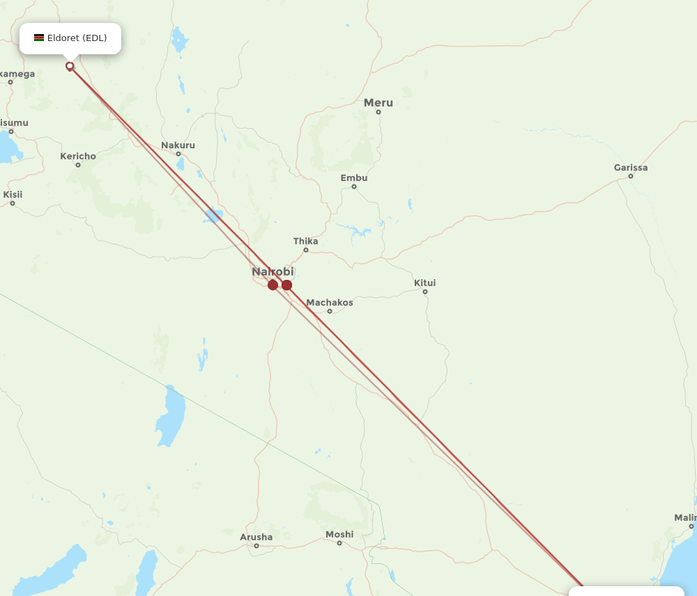 MBA to EDL flights and routes map