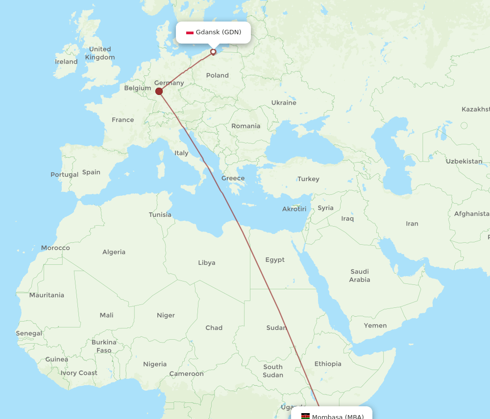 MBA-GDN flight routes