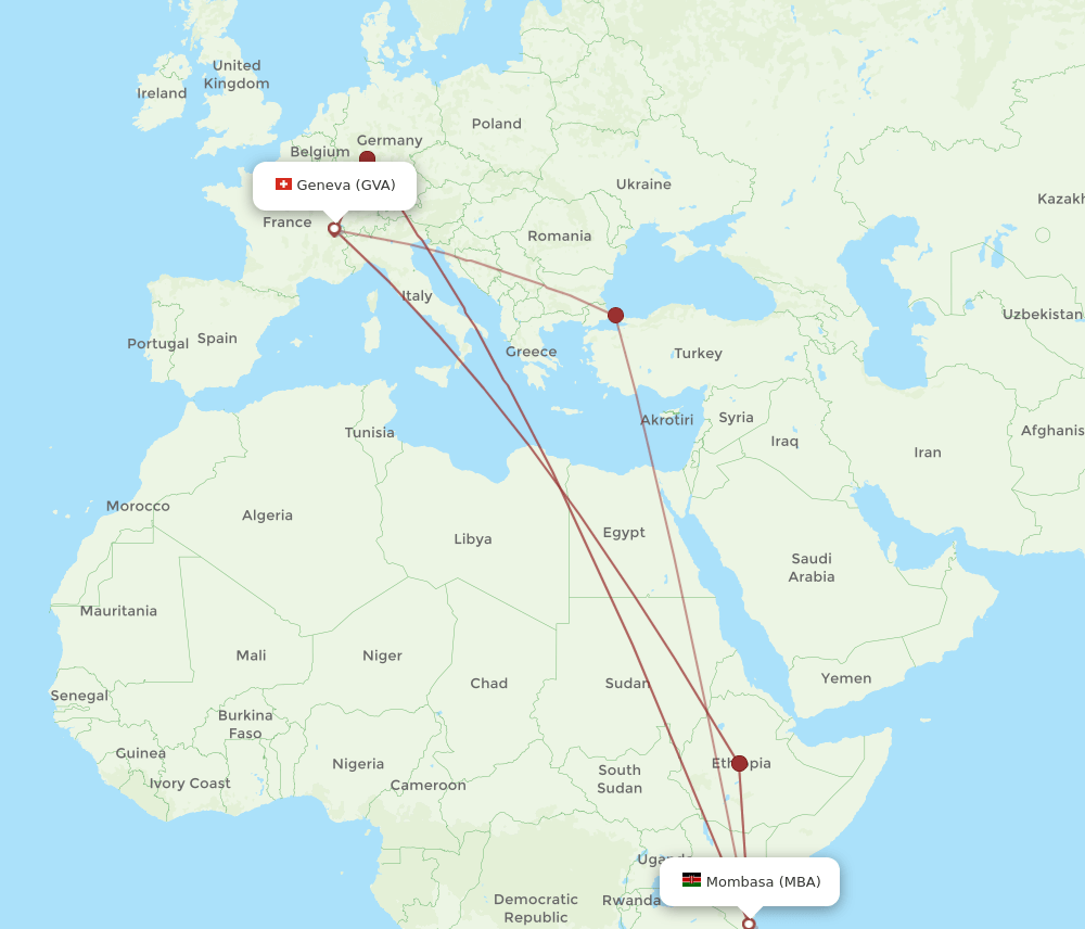 MBA-GVA flight routes