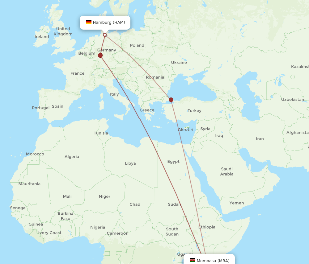 MBA-HAM flight routes